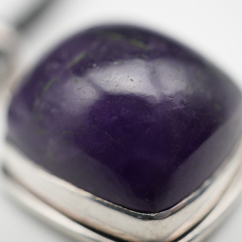Vintage Sterling Silver Amethyst Pendant with Leather and Sterling Silver Chain