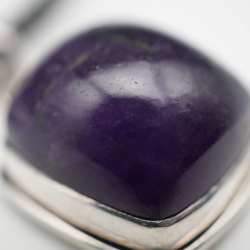 Vintage Sterling Silver Amethyst Pendant with Leather and Sterling Silver Chain