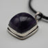 Vintage Sterling Silver Amethyst Pendant with Leather and Sterling Silver Chain