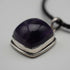 Vintage Sterling Silver Amethyst Pendant with Leather and Sterling Silver Chain