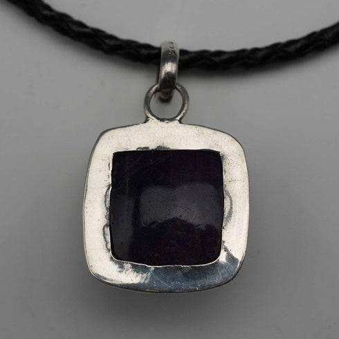 Vintage Sterling Silver Amethyst Pendant with Leather and Sterling Silver Chain
