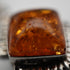 Vintage Sterling Silver Amber Pendant with Leather & Sterling Silver Chain