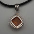 Vintage Sterling Silver Amber Pendant with Leather & Sterling Silver Chain