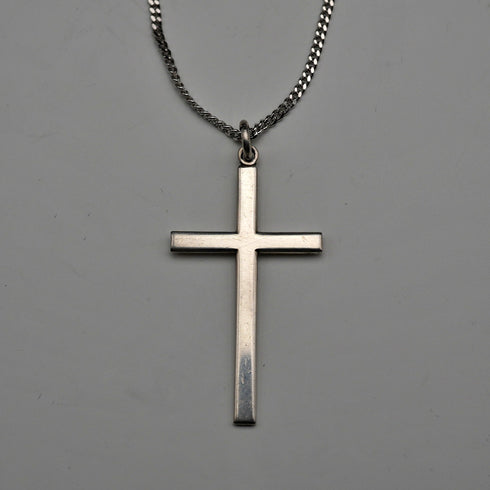 Vintage Sterling Silver Cross Pendant with Sterling Silver Chain