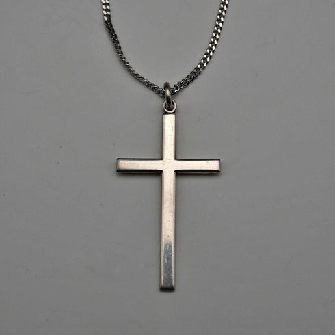 Vintage Sterling Silver Cross Pendant with Sterling Silver Chain
