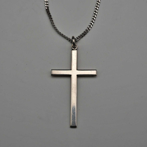 Vintage Sterling Silver Cross Pendant with Sterling Silver Chain