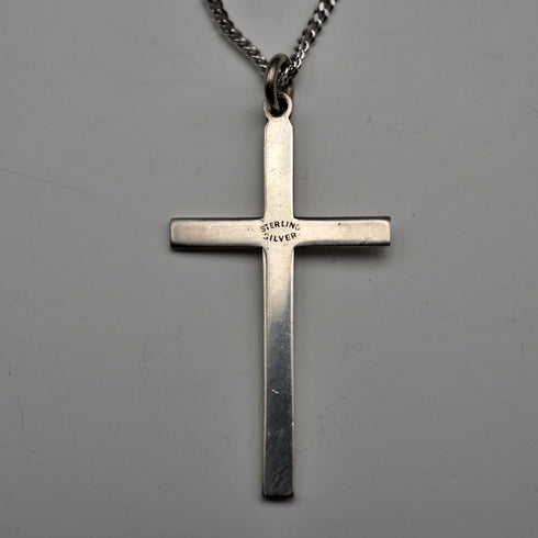 Vintage Sterling Silver Cross Pendant with Sterling Silver Chain