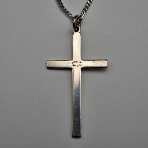 Vintage Sterling Silver Cross Pendant with Sterling Silver Chain