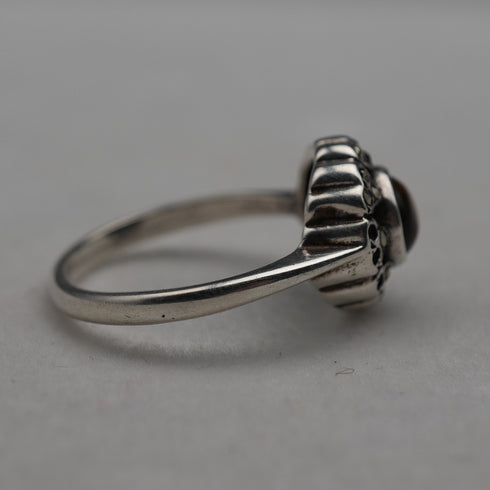Vintage Tiger's Eye & Marcasite Sterling Silver Ring (US size 7)