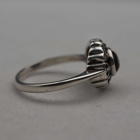 Vintage Tiger's Eye & Marcasite Sterling Silver Ring (US size 7)