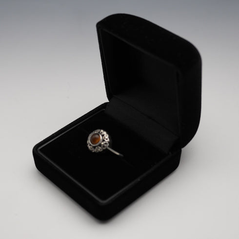 Vintage Tiger's Eye & Marcasite Sterling Silver Ring (US size 7)