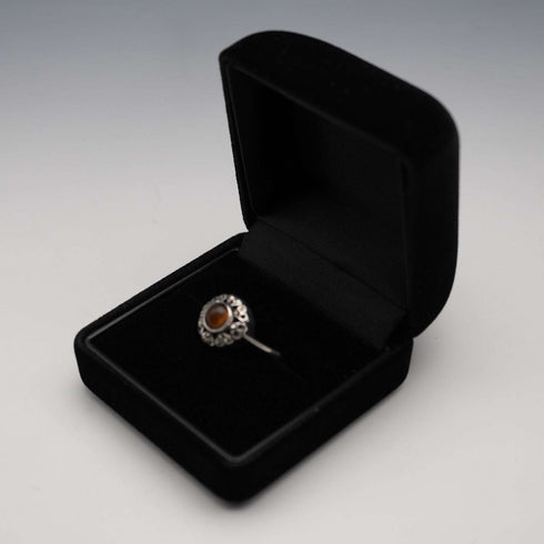 Vintage Tiger's Eye & Marcasite Sterling Silver Ring (US size 7)