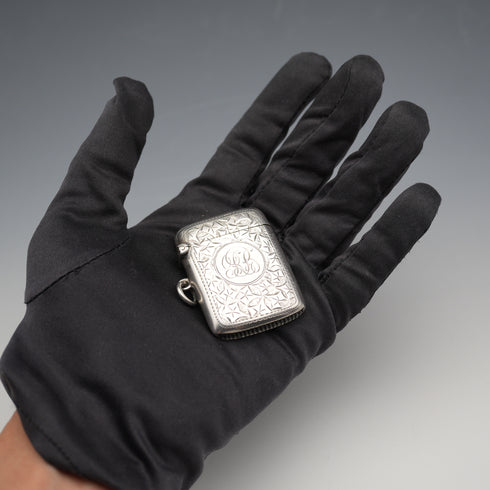 1908 British Antique Sterling Silver Vesta Case 22g Joseph Gloster Ltd