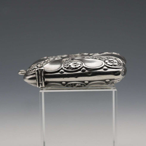 1895 Antique British Sterling Silver Vesta Case 32g Lines, Bunn & Mason