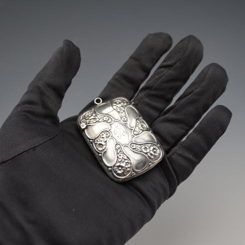 1908 British Antique Sterling Silver Vesta Case 32g Lines, Bunn & Mason
