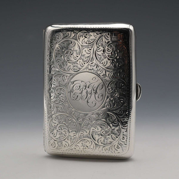 1906 British Antique Sterling Silver Cigarette Case 65g William Neale