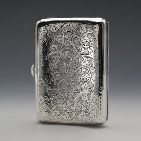 1906 British Antique Sterling Silver Cigarette Case 65g William Neale