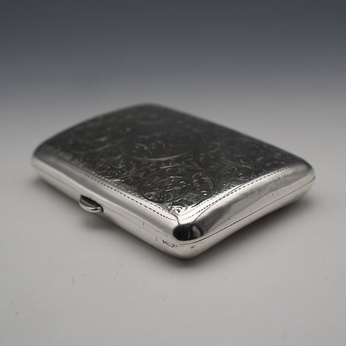 1906 British Antique Sterling Silver Cigarette Case 65g William Neale