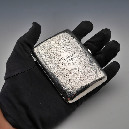 1906 British Antique Sterling Silver Cigarette Case 65g William Neale