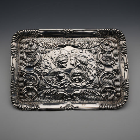 1905 British Antique Sterling Silver Dressing Table Tray 162g Joseph & Richard Griffin