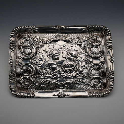 1905 British Antique Sterling Silver Dressing Table Tray 162g Joseph & Richard Griffin