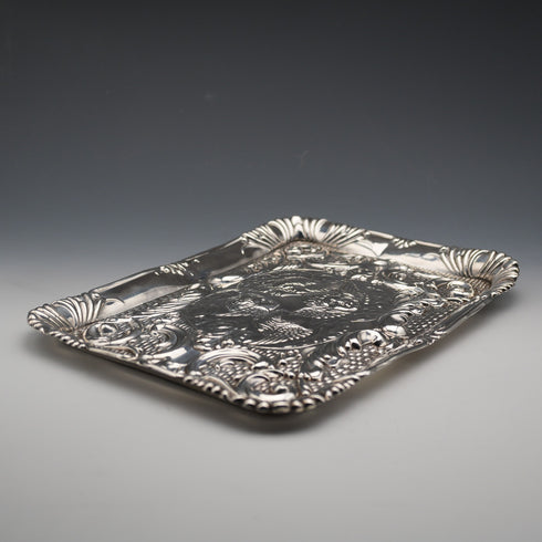 1905 British Antique Sterling Silver Dressing Table Tray 162g Joseph & Richard Griffin