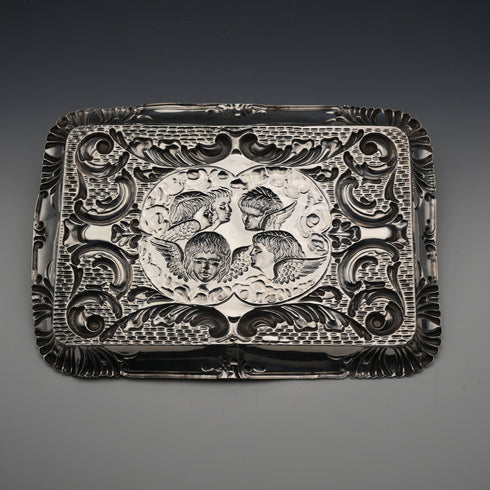 1905 British Antique Sterling Silver Dressing Table Tray 162g Joseph & Richard Griffin