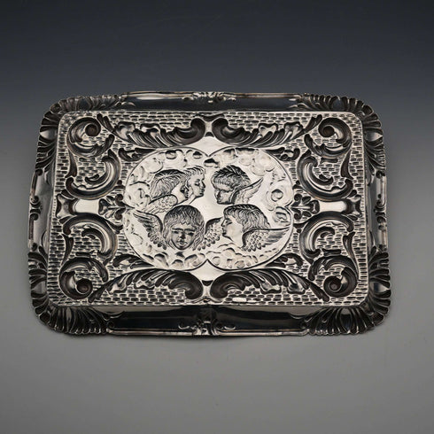 1905 British Antique Sterling Silver Dressing Table Tray 162g Joseph & Richard Griffin
