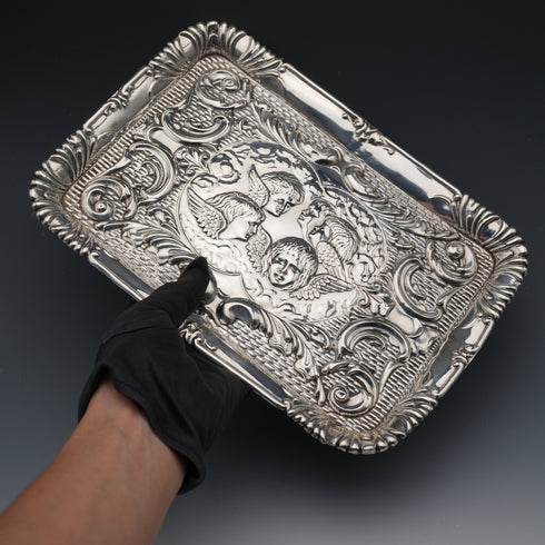1905 British Antique Sterling Silver Dressing Table Tray 162g Joseph & Richard Griffin