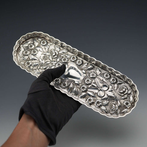 1900 English Antique Sterling Silver Pen Tray 124g George Nathan & Ridley Hayes