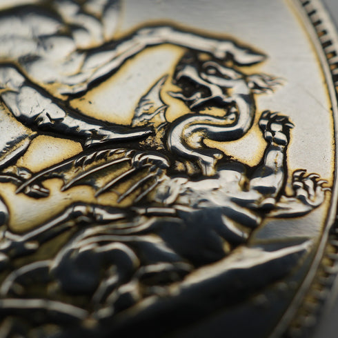 British Antique 1889 Crown Silver Coin Jubilee Head/St. George Slaying the Dragon 28g