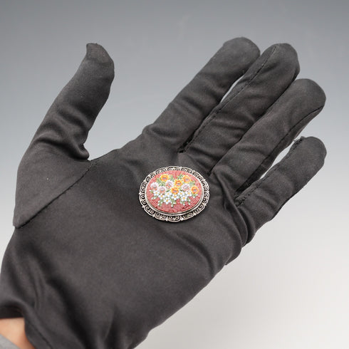 Vintage 800 Silver Micromosaic Floral Brooch