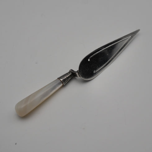 1921 British Antique Mother-of-Pearl Handle Sterling Silver Blade Bookmark Adie&Lovekin