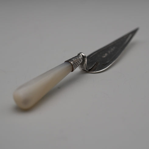 1921 British Antique Mother-of-Pearl Handle Sterling Silver Blade Bookmark Adie&Lovekin