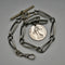 Antique Silver Plated Trombone Albert Chain with 1 Franc Coin Fob
