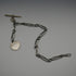 Antique Silver Plated Trombone Albert Chain with 1 Franc Coin Fob