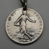 Antique Silver Plated Trombone Albert Chain with 1 Franc Coin Fob