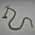 1895 Antique British Sterling Silver Albert Chain 62g with Sterling Silver Bull Charm Fob