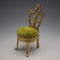 1920s Antique Brass Chair-Shaped Pocket Watch Holder with Green Velour Seat