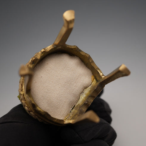 1920s Antique Brass Chair-Shaped Pocket Watch Holder with Green Velour Seat