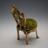 1920s Antique Brass Chair-Shaped Pocket Watch Holder with Green Velour Seat