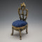 1920s Antique Brass Chair-Shaped Pocket Watch Holder with Navy Velour Seat