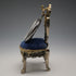 1920s Antique Brass Chair-Shaped Pocket Watch Holder with Navy Velour Seat