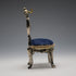 1920s Antique Brass Chair-Shaped Pocket Watch Holder with Navy Velour Seat