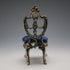 1920s Antique Brass Chair-Shaped Pocket Watch Holder with Navy Velour Seat