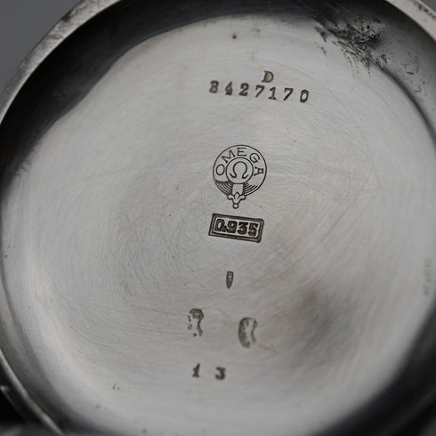 Circa 1907 Antique Omega Pocket Watch 935 Silver Hunter Case Good Working Condition