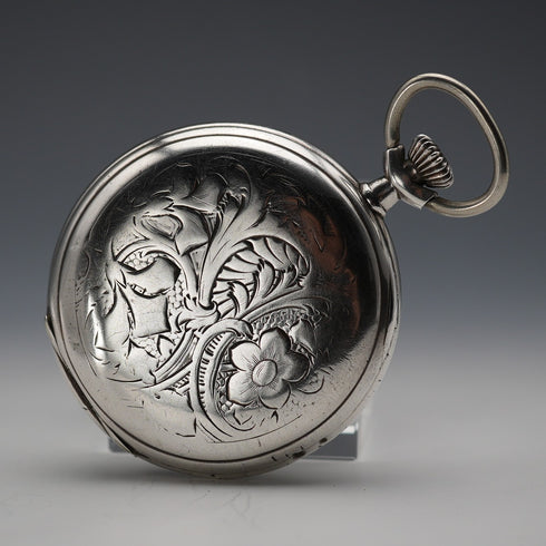 Circa 1920 Antique Omega Pocket Watch 900 Silver Hunter Case, Working Well