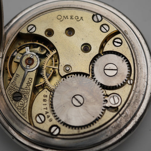 Circa 1920 Antique Omega Pocket Watch 900 Silver Hunter Case, Working Well