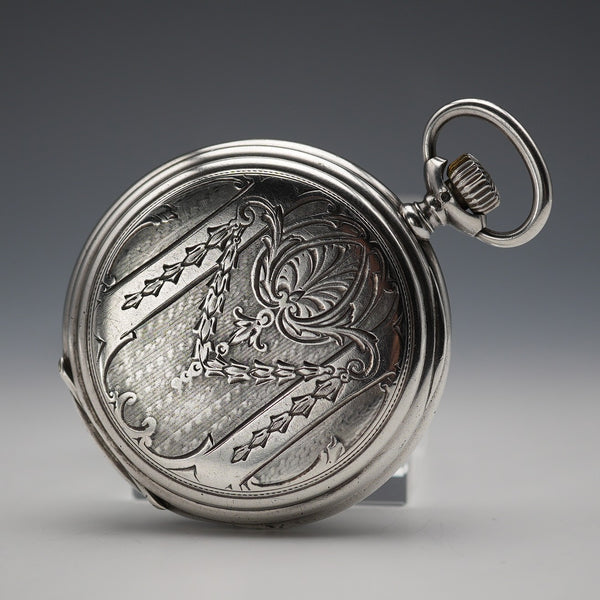 Circa 1925 Antique Longines Pocket Watch, 900 Silver Hunter Case, Cal. 18.50, Good Working Condition
