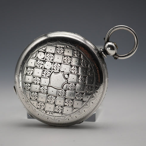 Circa 1860 British Antique Joseph Johnson Key Wind Pocket Watch, Silver Hunter Case, Good Working Order